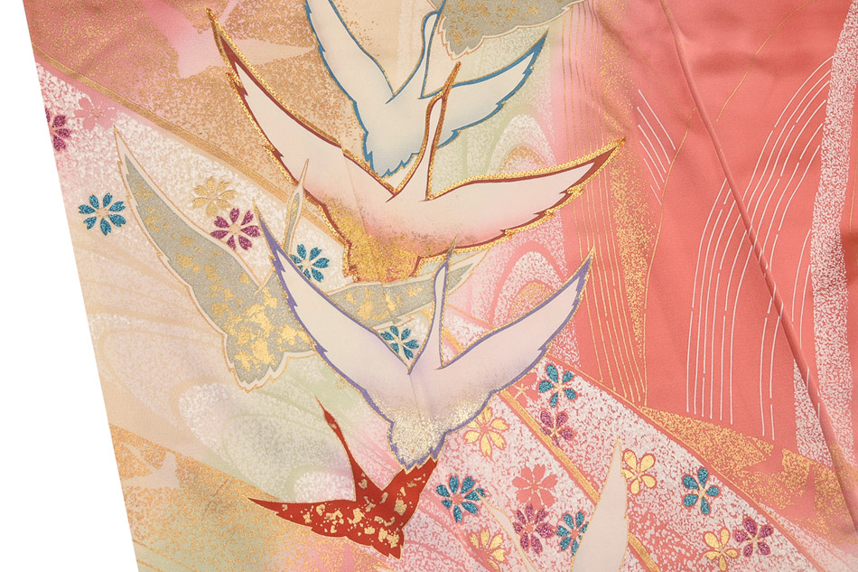 秋山庄太郎監修・正絹振袖着物、襦袢付きの写真