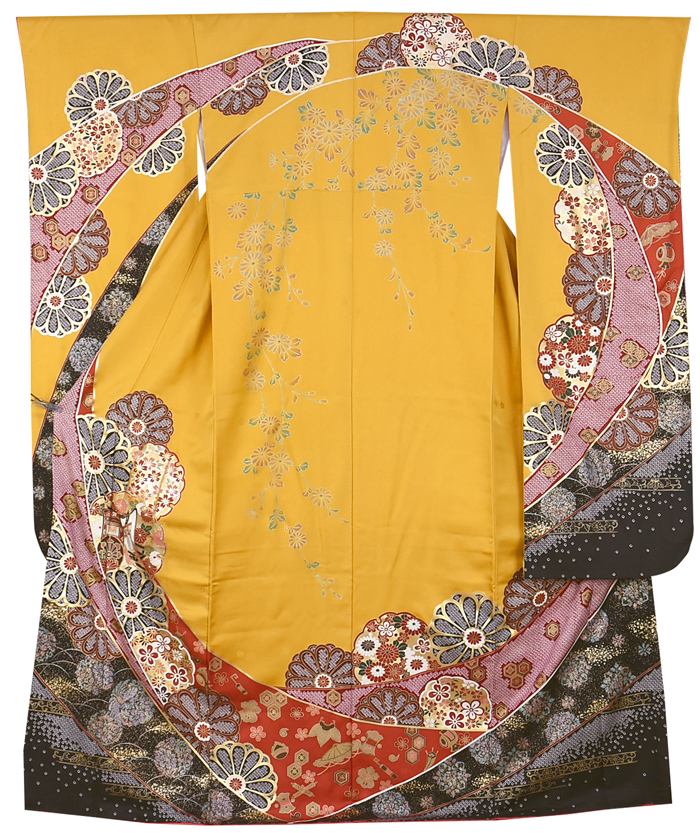 振袖 豪華 金駒 金彩 紋意匠 長襦袢袖付き 身丈167cm パールトーン加工済