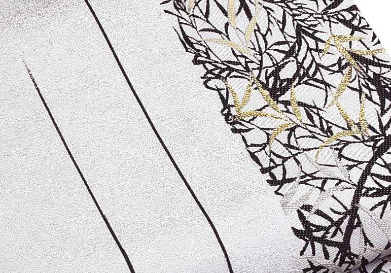 松葉が金糸で織られた袋帯　着物