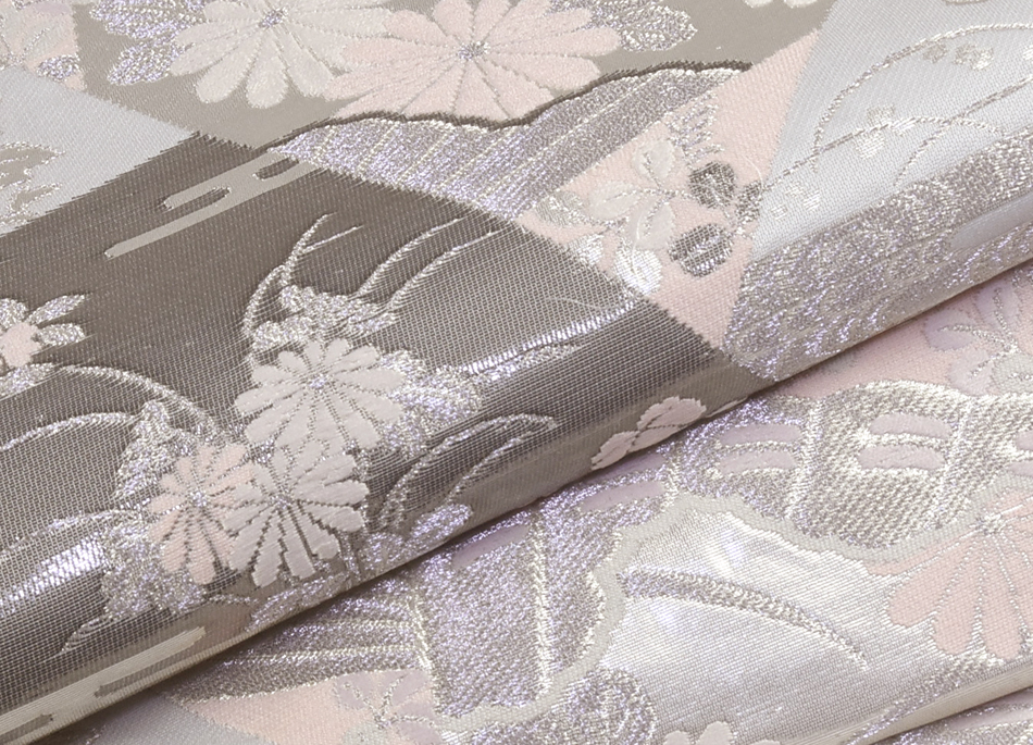 SO-314 袋帯 六通 正絹 プラチナ二重箔錦 白川の里