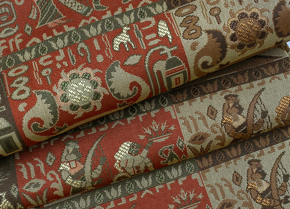 SO-301 名古屋帯 太鼓柄 九寸 化繊 華柄 洗える 着物・浴衣